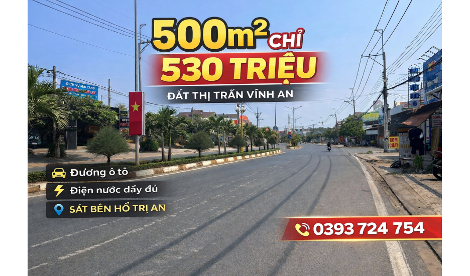 CHỈ 530 TRIỆU – SỞ HỮU NGAY 500M² ĐẤT XÃ TRỊ AN